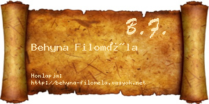 Behyna Filoméla névjegykártya